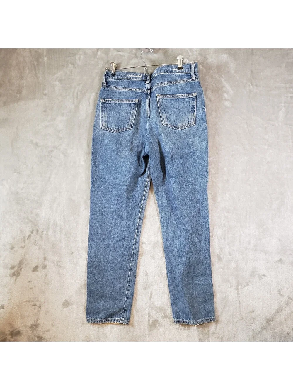 ZARA Women’s High Rise Regular Fit Straight Light Wash Blue 5-Pocket Jeans 4